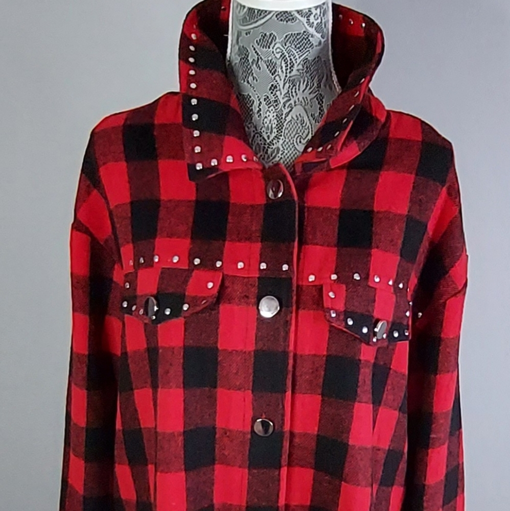 NWT Alice Blue Buffalo Plaid Women's Button Down Red and Black Top Plus Size 2x